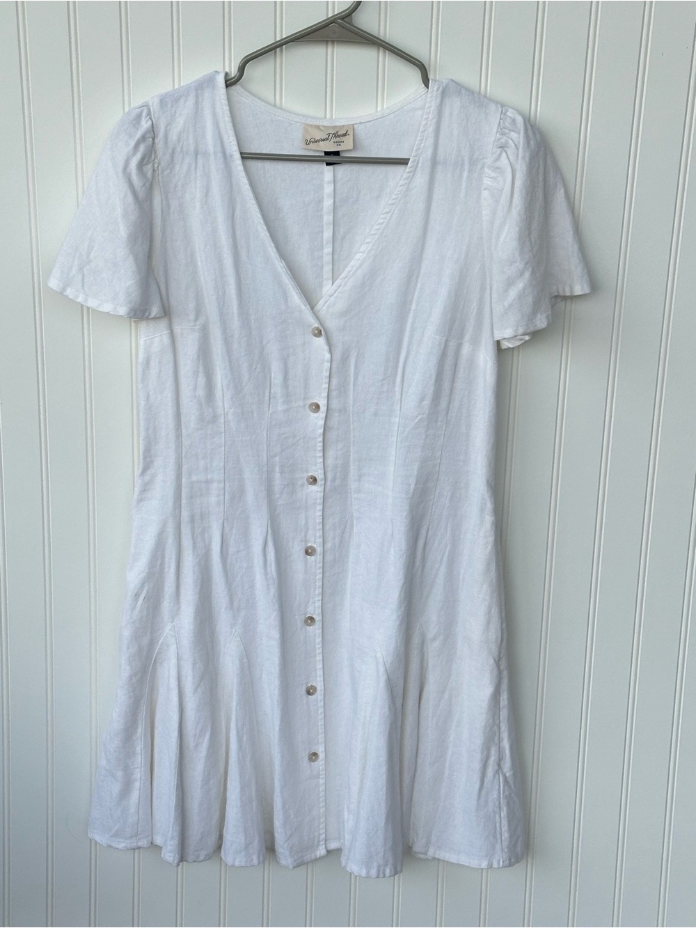 Universal Thread White Button-Front V-Neck Mini Dress